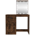 vidaXL Schminktisch mit LEDs Räuchereiche 90x50x132,5 cm Holzwerkstoff