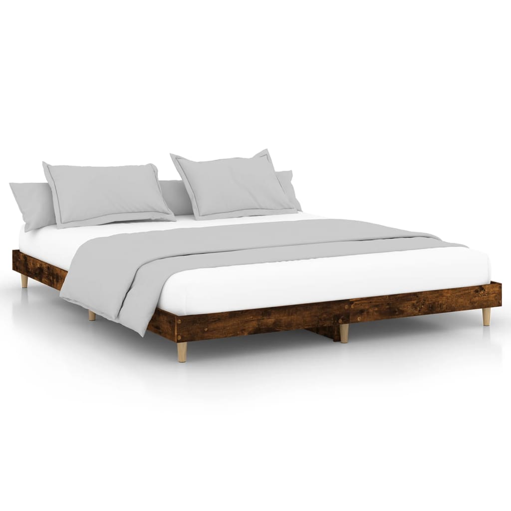 vidaXL Bettgestell ohne Matratze Räuchereiche 200x200 cm Holzwerkstoff