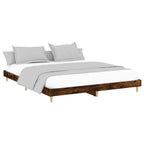 vidaXL Bettgestell ohne Matratze Räuchereiche 200x200 cm Holzwerkstoff