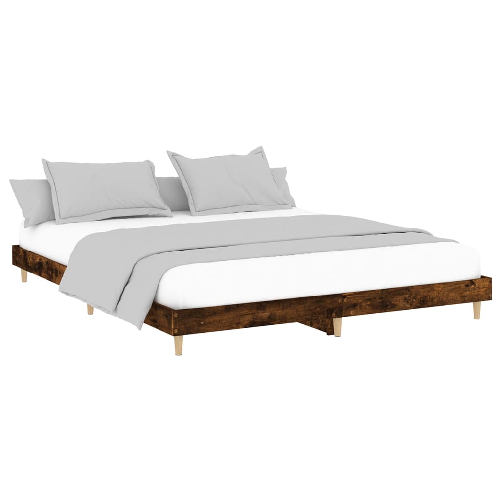 vidaXL Bettgestell ohne Matratze Räuchereiche 200x200 cm Holzwerkstoff