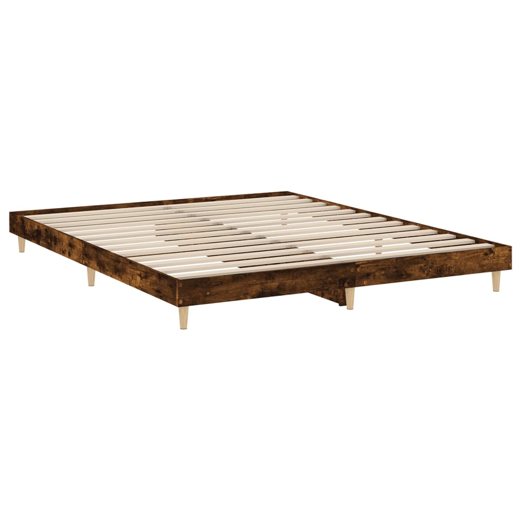vidaXL Bettgestell ohne Matratze Räuchereiche 200x200 cm Holzwerkstoff