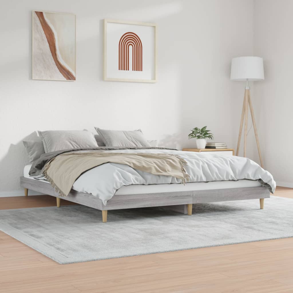 vidaXL Bettgestell Grau Sonoma 200x200 cm Holzwerkstoff