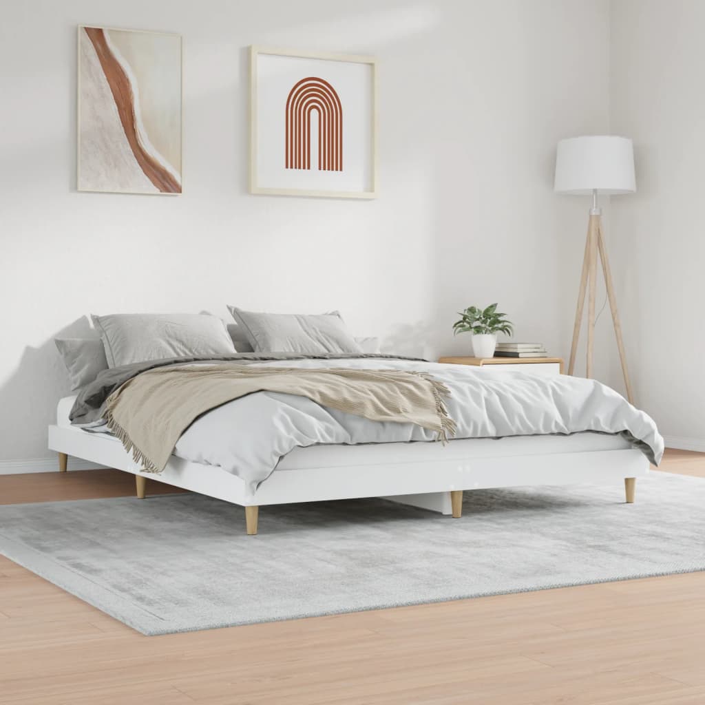 vidaXL Bettgestell ohne Matratze Weiß 180x200 cm Holzwerkstoff