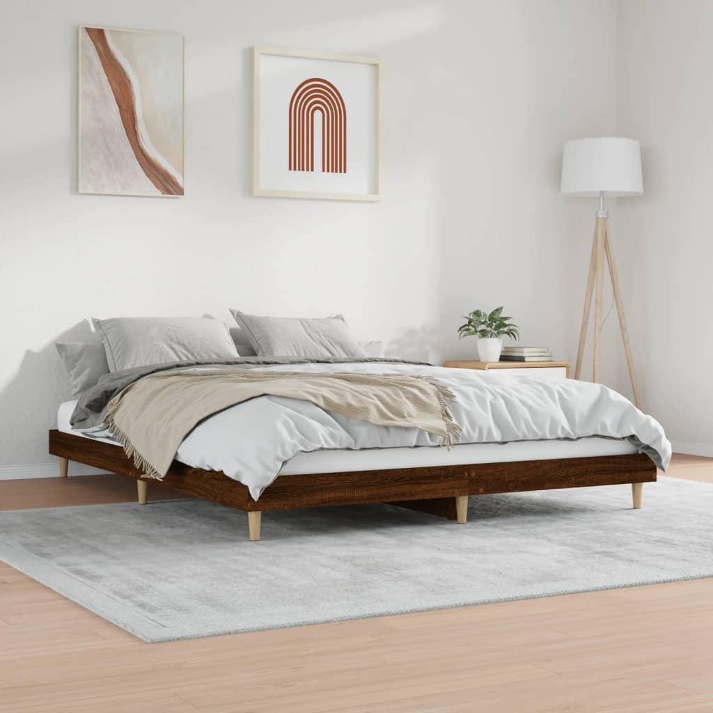 vidaXL Bettgestell ohne Matratze Braun Eiche 160x200 cm Holzwerkstoff