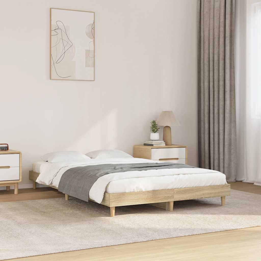 vidaXL Bettgestell ohne Matratze Sonoma-Eiche 140x200 cm Holzwerkstoff