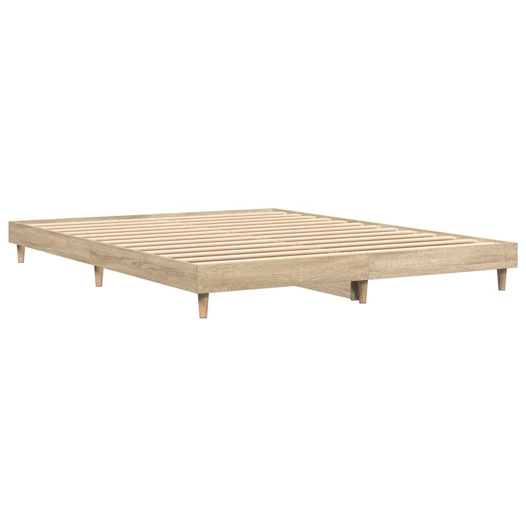 vidaXL Bettgestell Sonoma-Eiche 135x190 cm Holzwerkstoff