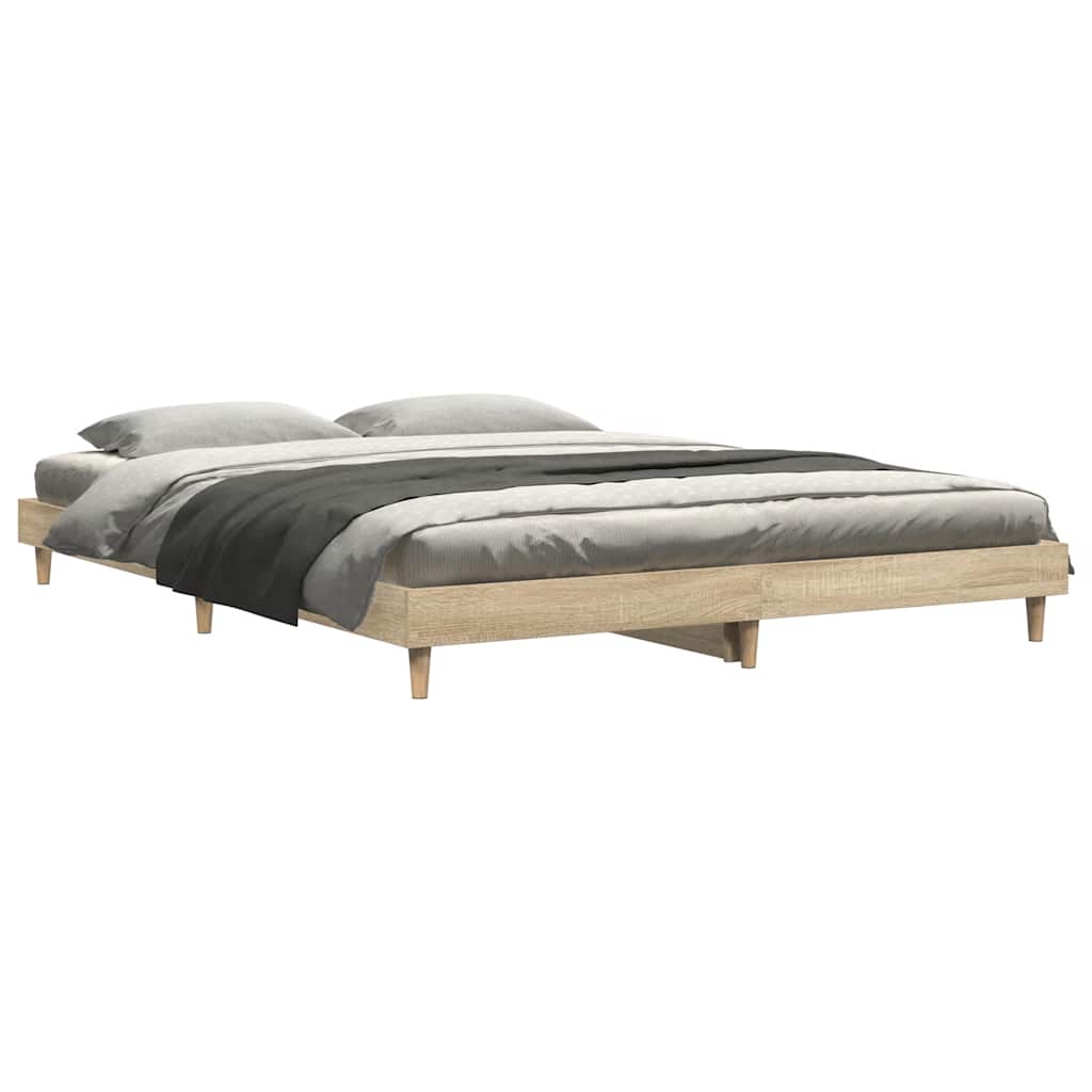 vidaXL Bettgestell Sonoma-Eiche 135x190 cm Holzwerkstoff