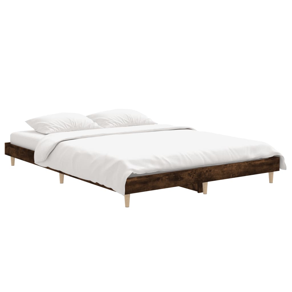 vidaXL Bettgestell Räuchereiche 135x190 cm Holzwerkstoff