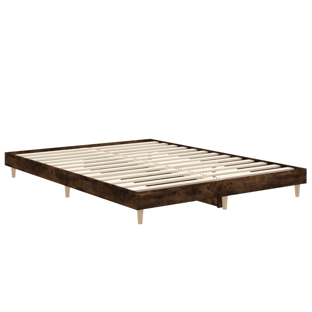 vidaXL Bettgestell Räuchereiche 135x190 cm Holzwerkstoff
