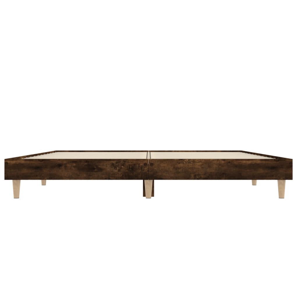 vidaXL Bettgestell Räuchereiche 135x190 cm Holzwerkstoff