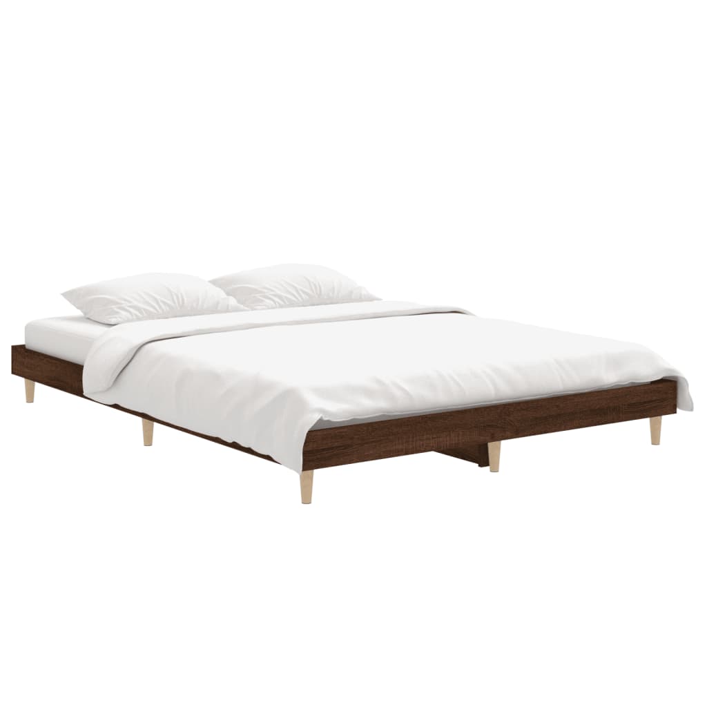vidaXL Bettgestell Braun Eichen-Optik 135x190 cm Holzwerkstoff