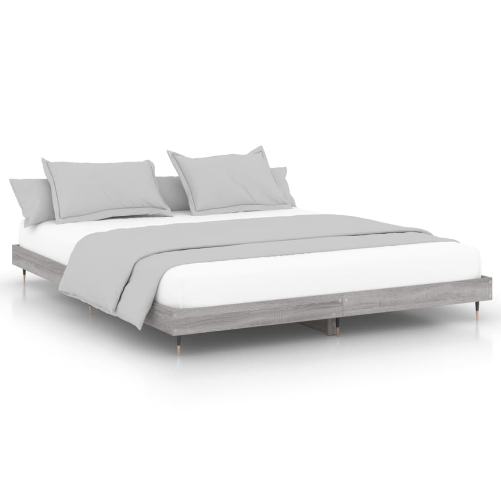 vidaXL Bettgestell ohne Matratze Grau Sonoma 160x200 cm Holzwerkstoff