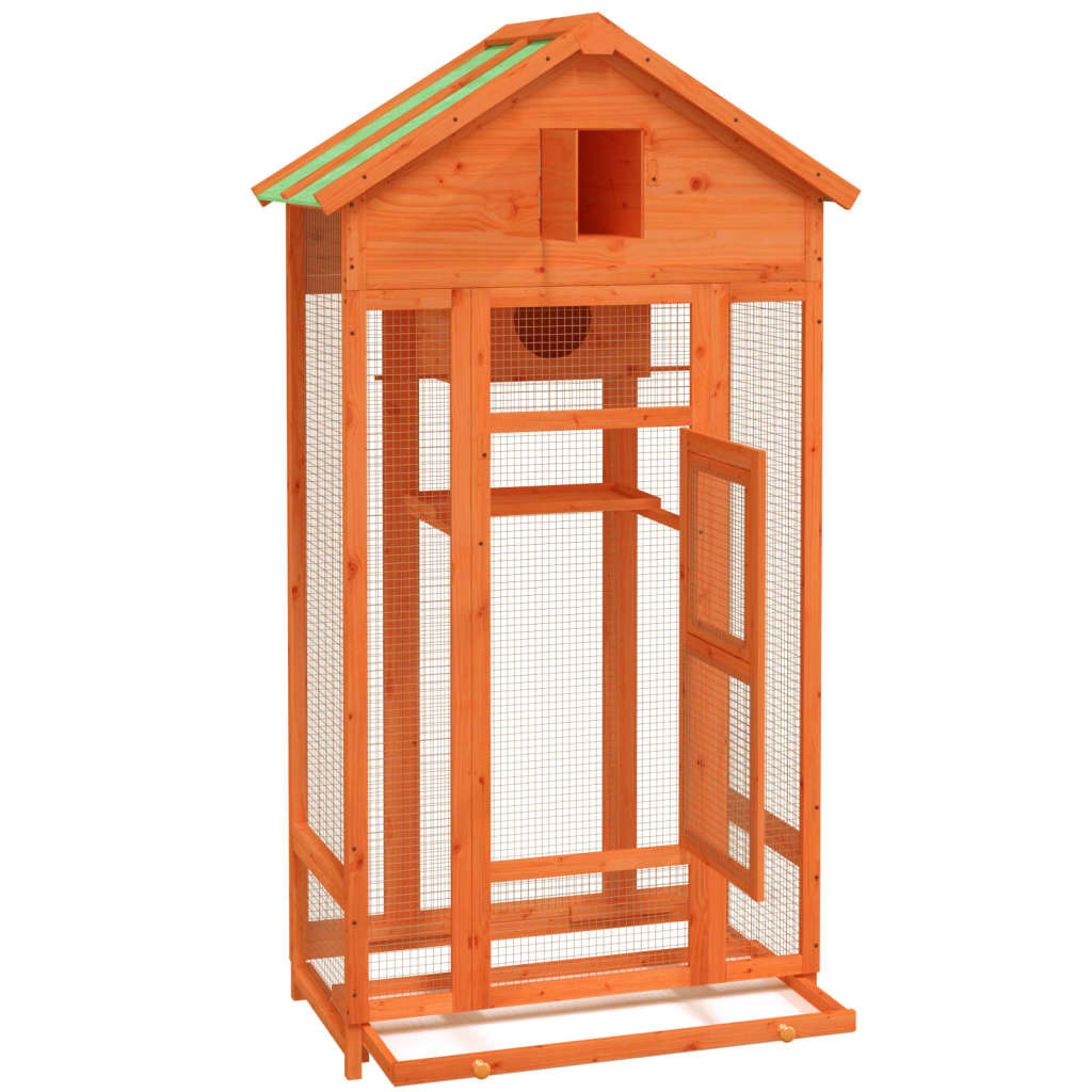 vidaXL Voliere Braun 91,5x53x170 cm Massivholz Kiefer