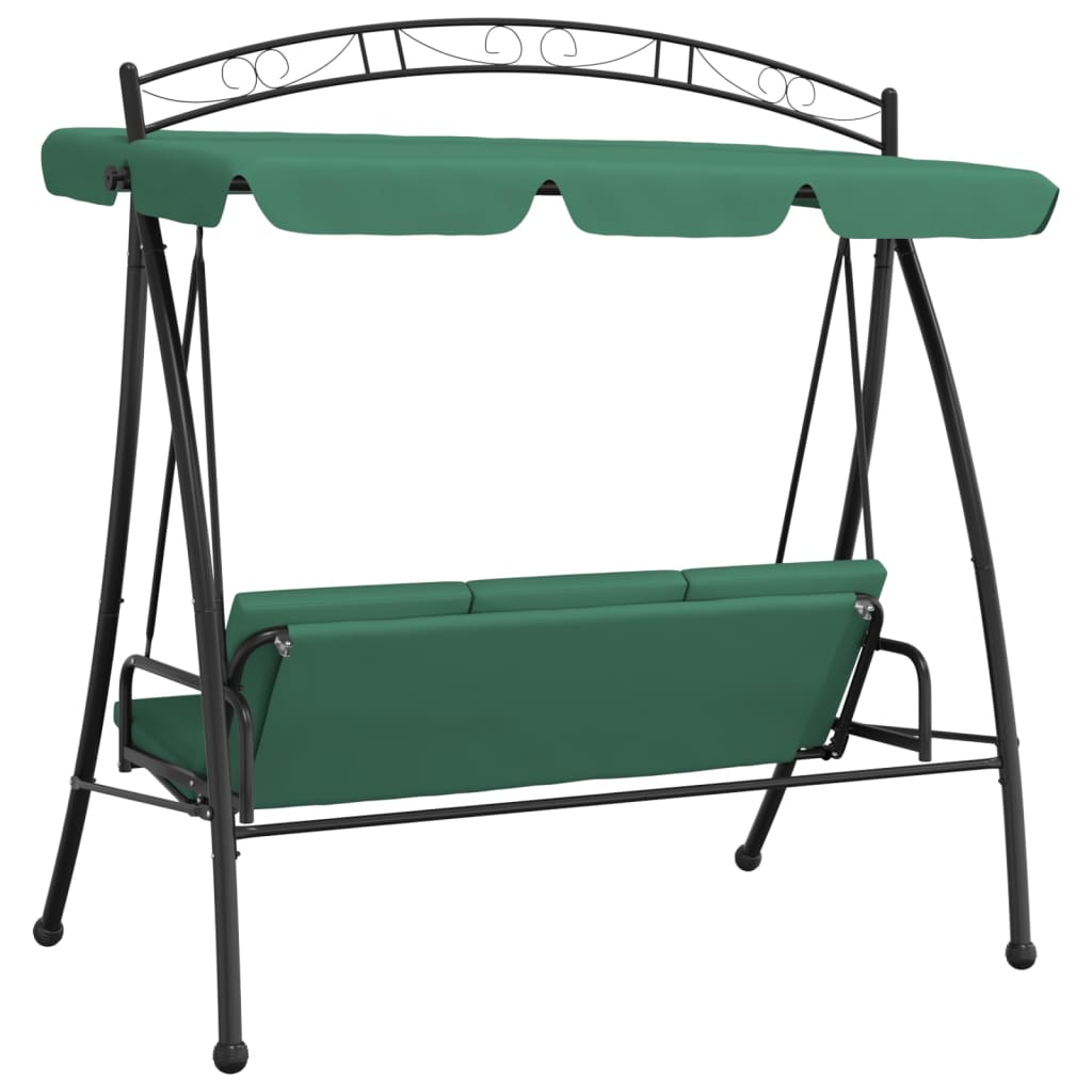 vidaXL Hollywoodschaukel mit Dach Grün 198 cm Stoff und Stahl