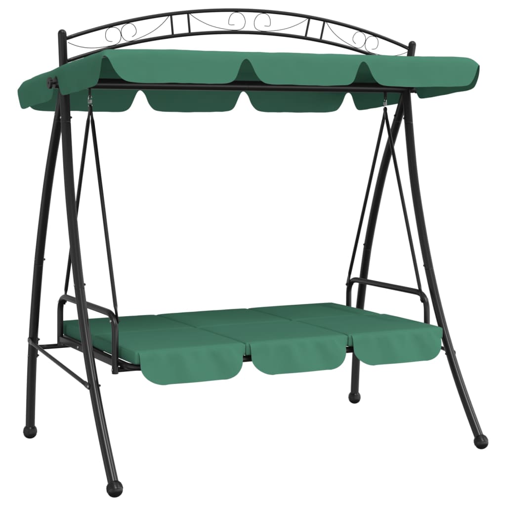 vidaXL Hollywoodschaukel mit Dach Grün 198 cm Stoff und Stahl