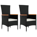 vidaXL 3-tlg. Garten-Essgruppe mit Kissen Schwarz Poly Rattan