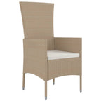 vidaXL 11-tlg. Garten-Essgruppe mit Kissen Beige Poly Rattan