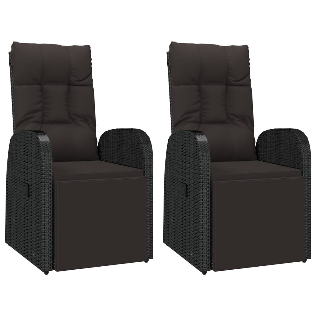 vidaXL 3-tlg. Garten-Essgruppe Schwarz Poly Rattan & Massivholz Akazie