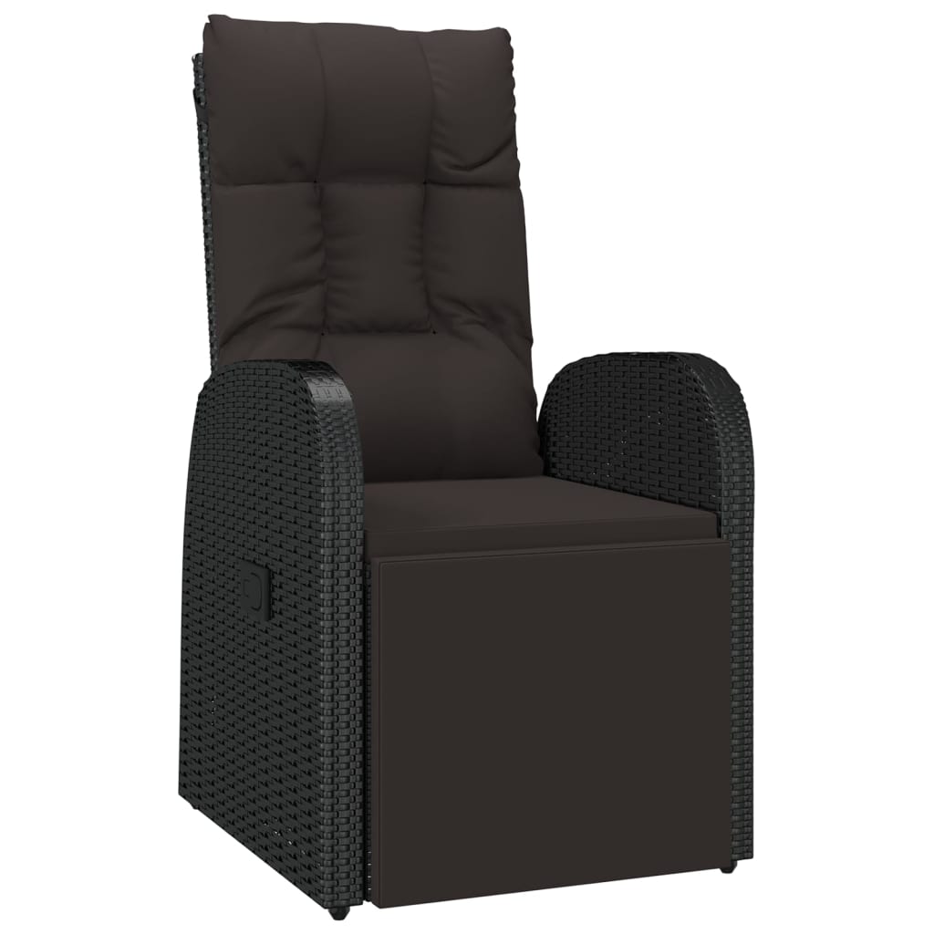 vidaXL 3-tlg. Garten-Essgruppe Schwarz Poly Rattan & Massivholz Akazie
