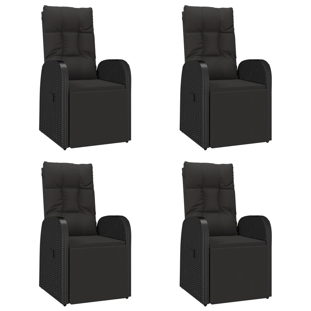 vidaXL 5-tlg. Garten-Essgruppe Schwarz Poly Rattan & Massivholz Akazie