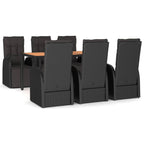 vidaXL 7-tlg. Garten-Essgruppe Schwarz Poly Rattan & Massivholz Akazie