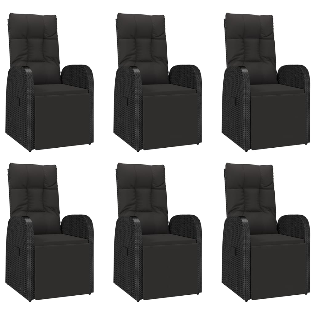 vidaXL 7-tlg. Garten-Essgruppe Schwarz Poly Rattan & Massivholz Akazie