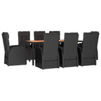 vidaXL 9-tlg. Garten-Essgruppe Schwarz Poly Rattan & Massivholz Akazie