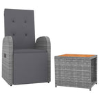 vidaXL 2-tlg. Garten-Lounge-Set Grau Poly Rattan & Massivholz Akazie