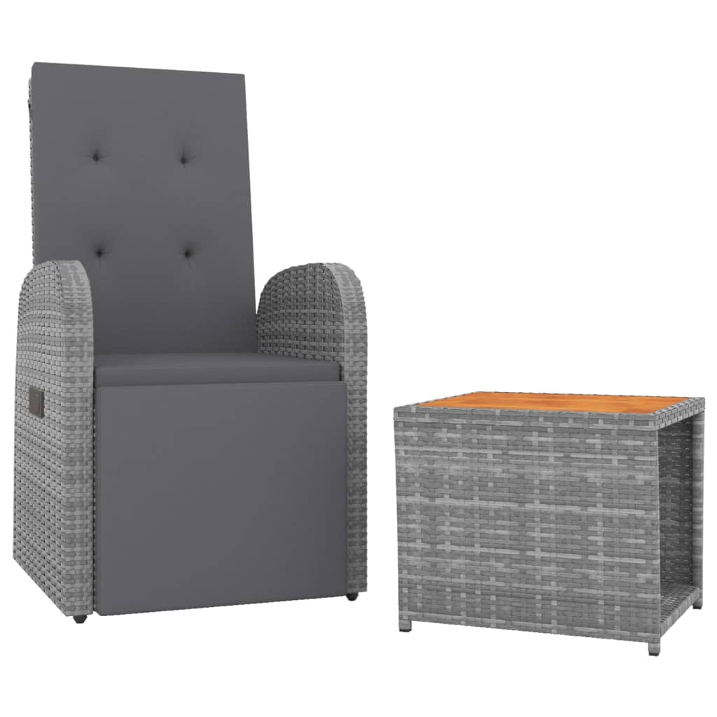 vidaXL 2-tlg. Garten-Lounge-Set Grau Poly Rattan & Massivholz Akazie
