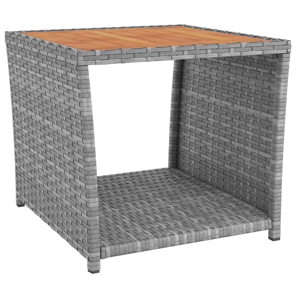 vidaXL 2-tlg. Garten-Lounge-Set Grau Poly Rattan & Massivholz Akazie