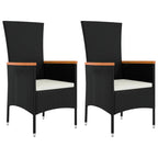 vidaXL 3-tlg. Garten-Lounge-Set Schwarz Poly Rattan & Stahl