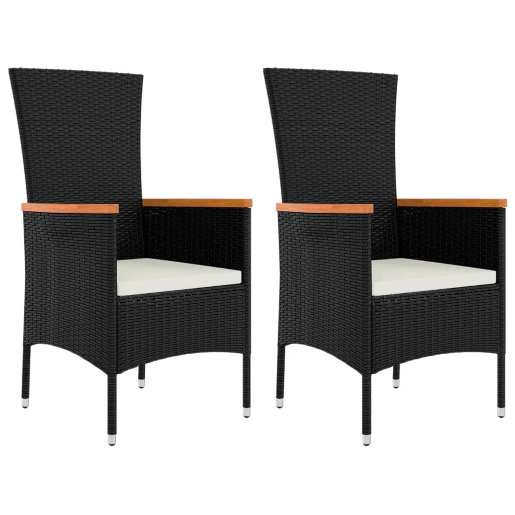 vidaXL 3-tlg. Garten-Lounge-Set Schwarz Poly Rattan & Stahl