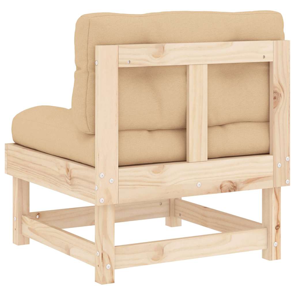 vidaXL Mittelsofa mit Kissen Massivholz Kiefer