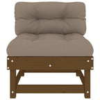 vidaXL Mittelsofa mit Kissen Honigbraun Massivholz Kiefer