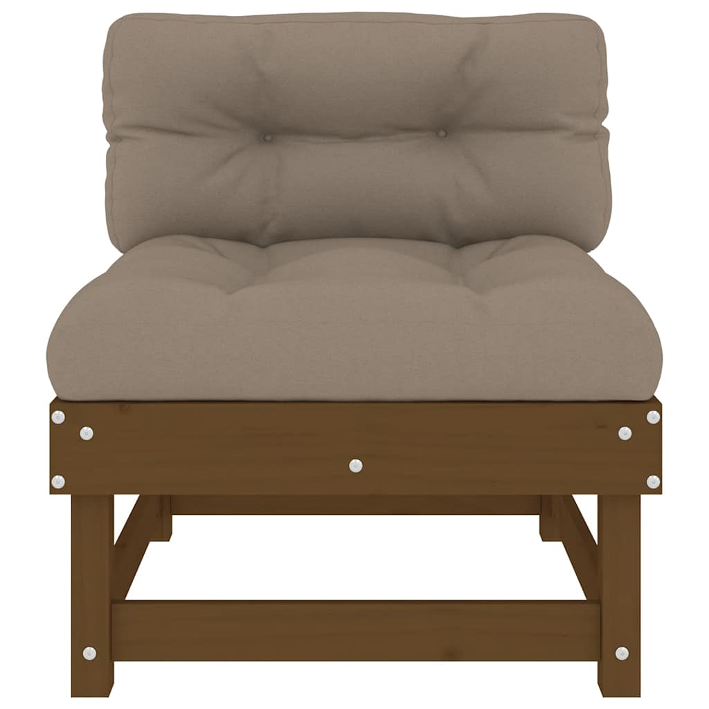 vidaXL Mittelsofa mit Kissen Honigbraun Massivholz Kiefer