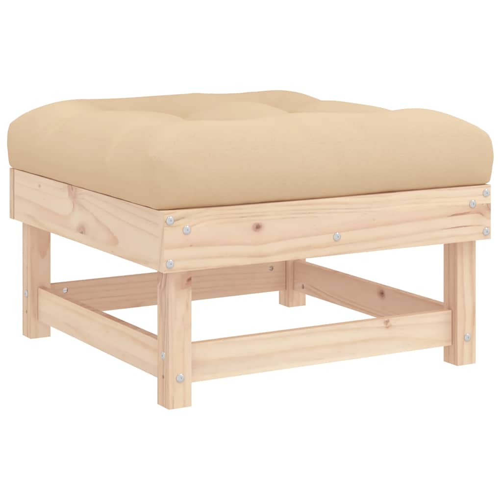 vidaXL Gartenhocker mit Kissen Massivholz Kiefer