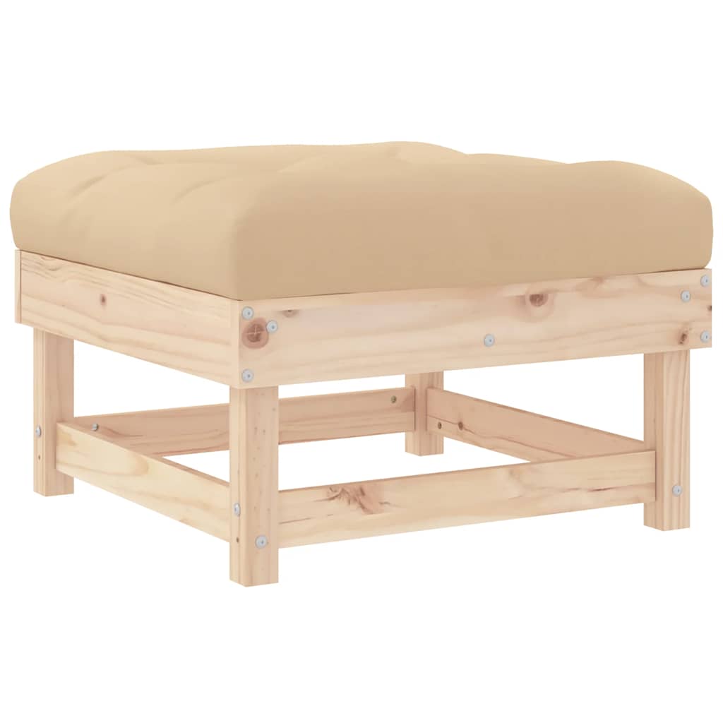 vidaXL Gartenhocker mit Kissen Massivholz Kiefer