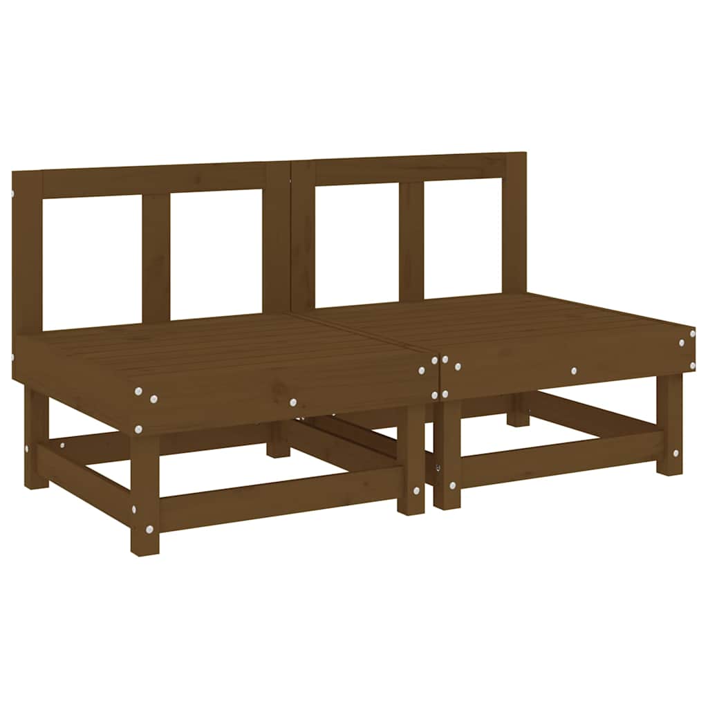 vidaXL Mittelsofas mit Kissen 2 Stk. Honigbraun Massivholz Kiefer