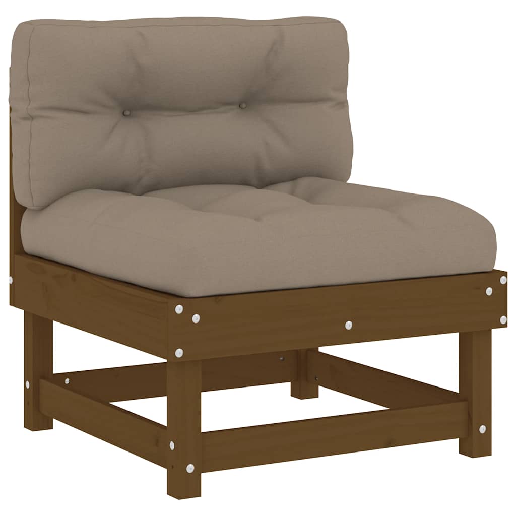 vidaXL Mittelsofas mit Kissen 2 Stk. Honigbraun Massivholz Kiefer