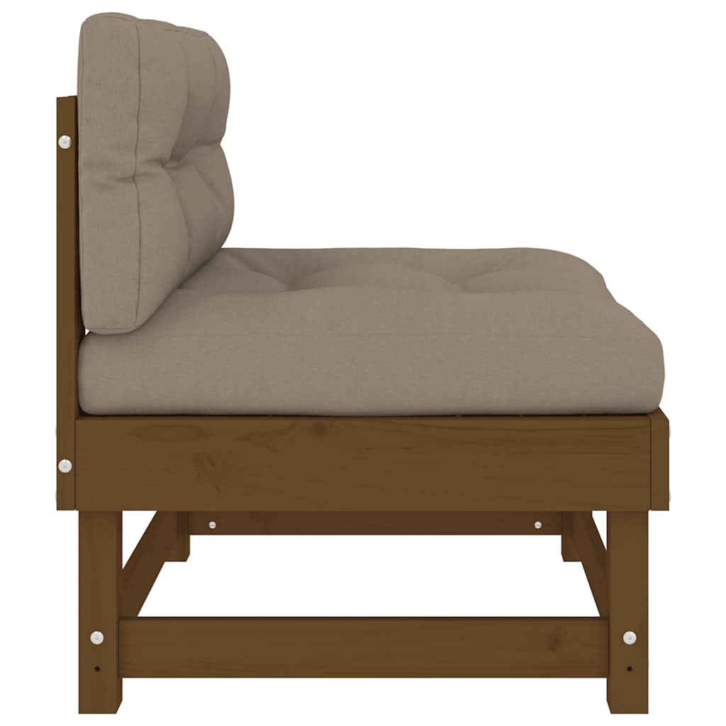 vidaXL Mittelsofas mit Kissen 2 Stk. Honigbraun Massivholz Kiefer