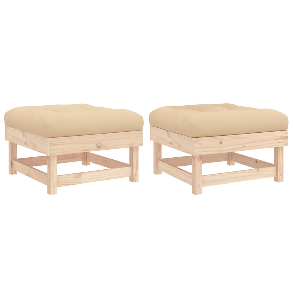 vidaXL Gartenhocker mit Kissen 2 Stk. Massivholz Kiefer