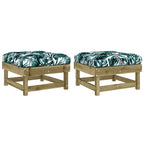 vidaXL Gartenhocker mit Kissen 2 Stk. Kiefernholz Imprägniert