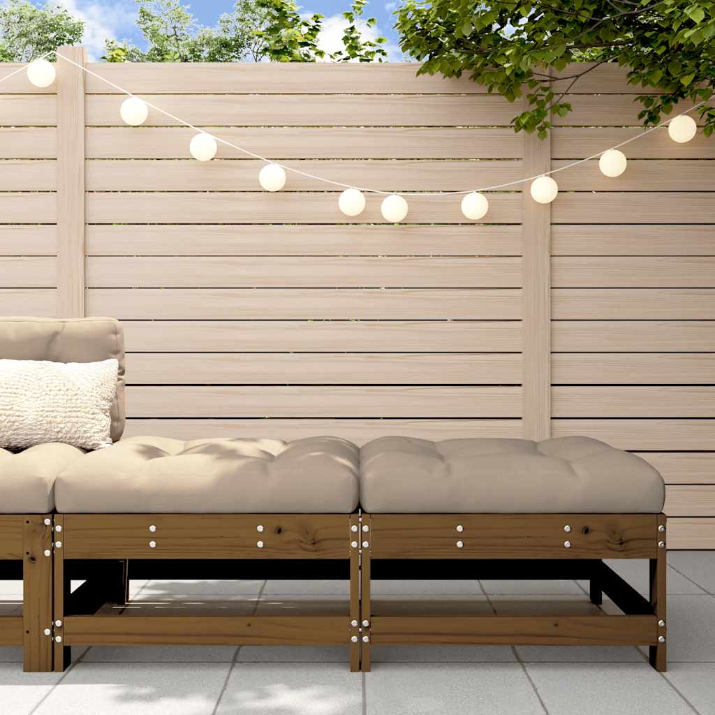 vidaXL Gartenhocker mit Kissen 2 Stk. Honigbraun Massivholz Kiefer