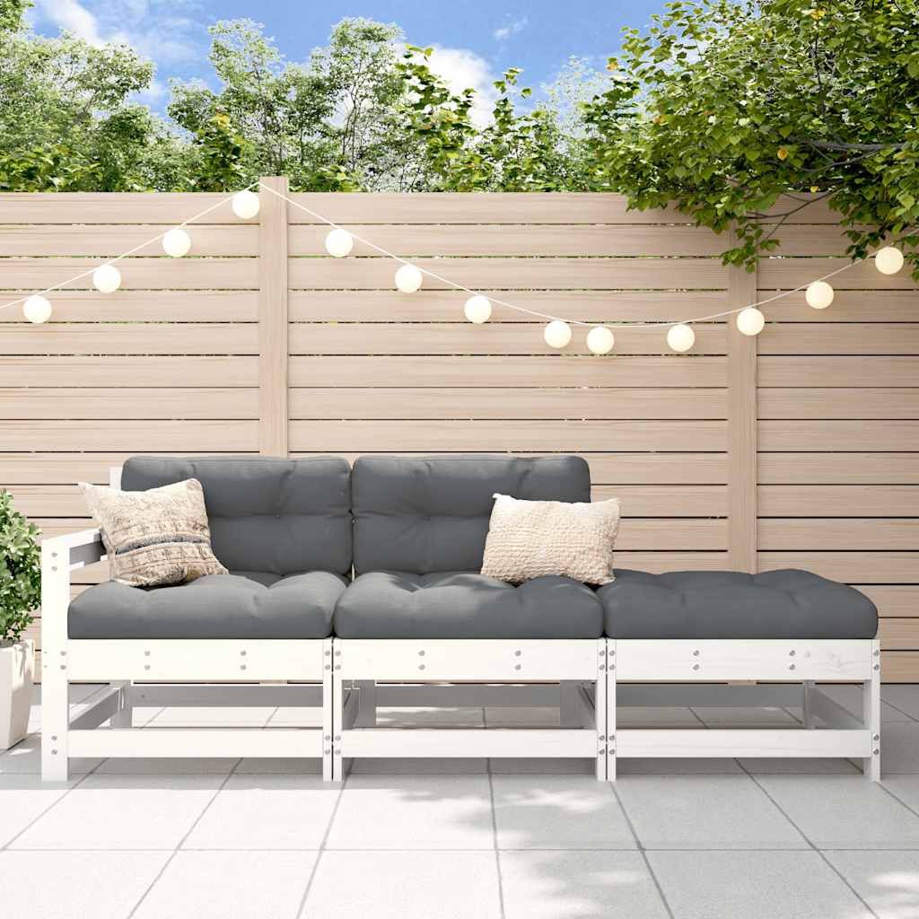 vidaXL 3-tlg. Garten-Lounge-Set mit Kissen Massivholz