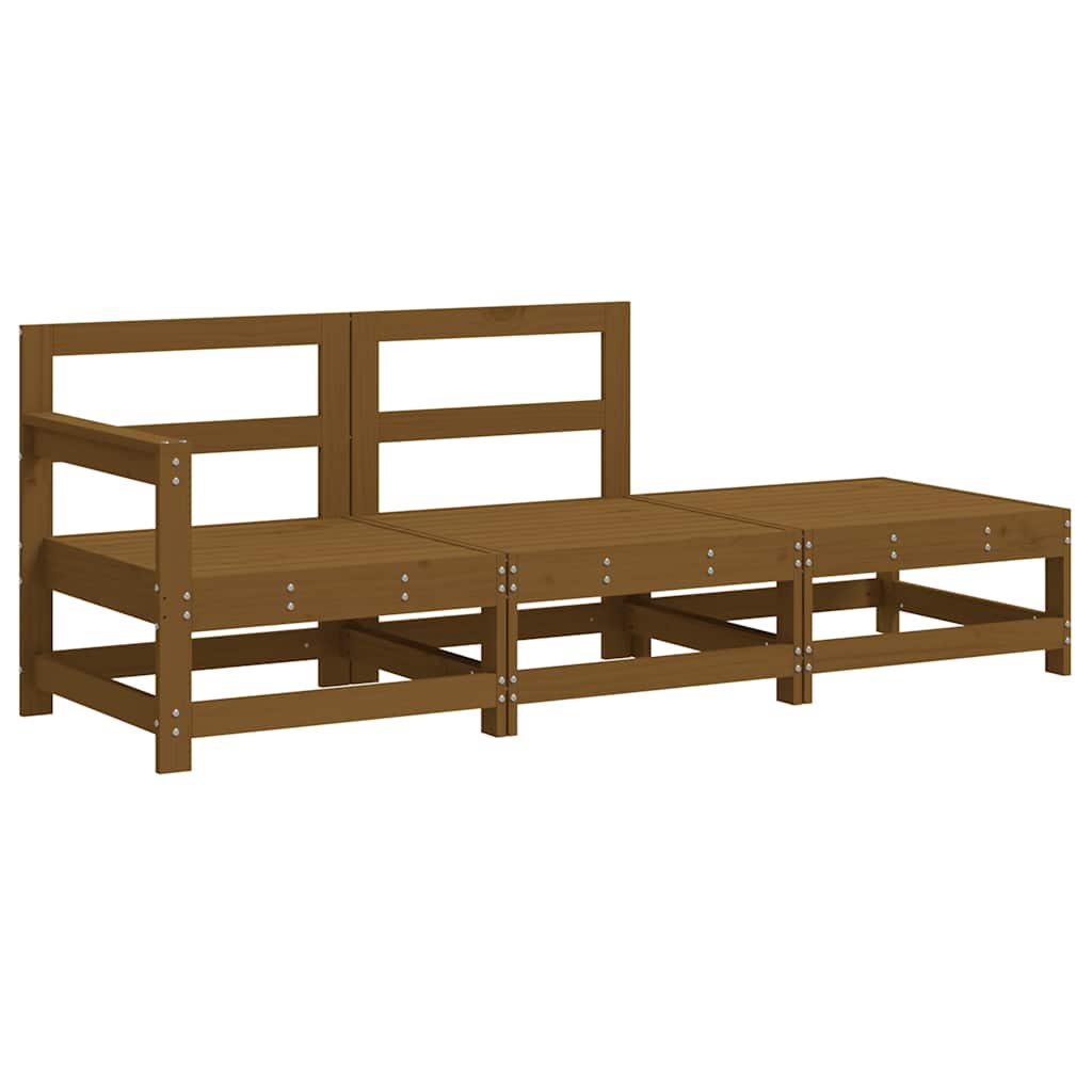 vidaXL 3-tlg. Garten-Lounge-Set mit Kissen Honigbraun Massivholz