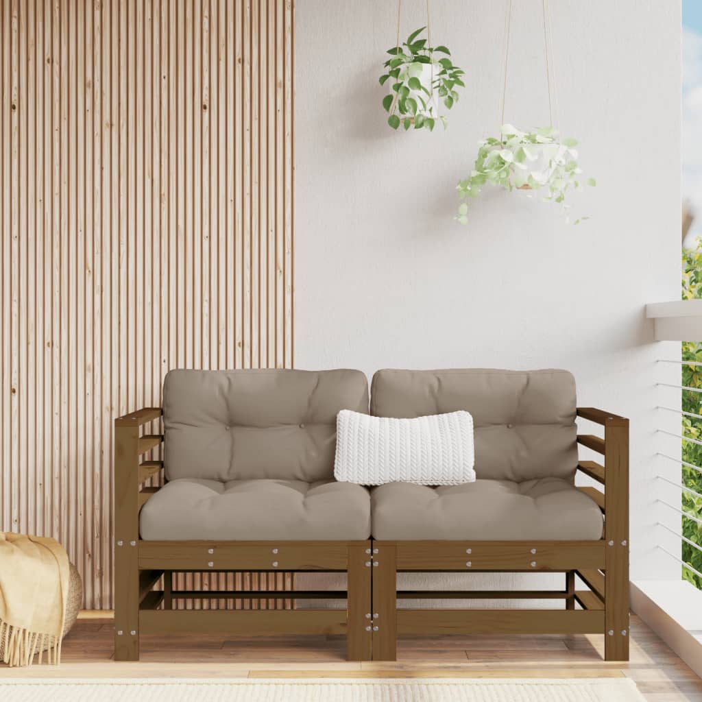 vidaXL Ecksofas mit Kissen 2 Stk. Honigbraun Massivholz Kiefer