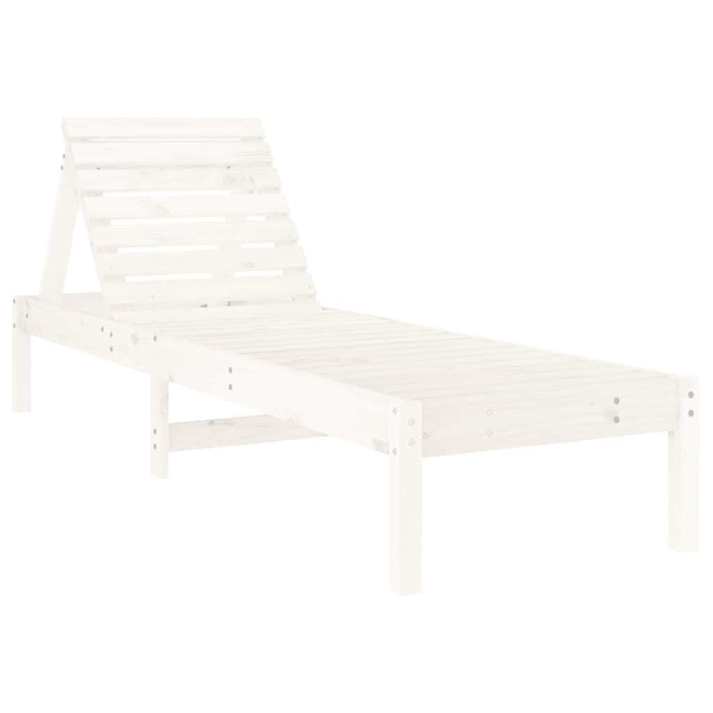 vidaXL Sonnenliegen 2 Stk. mit Tisch Weiß Massivholz Kiefer