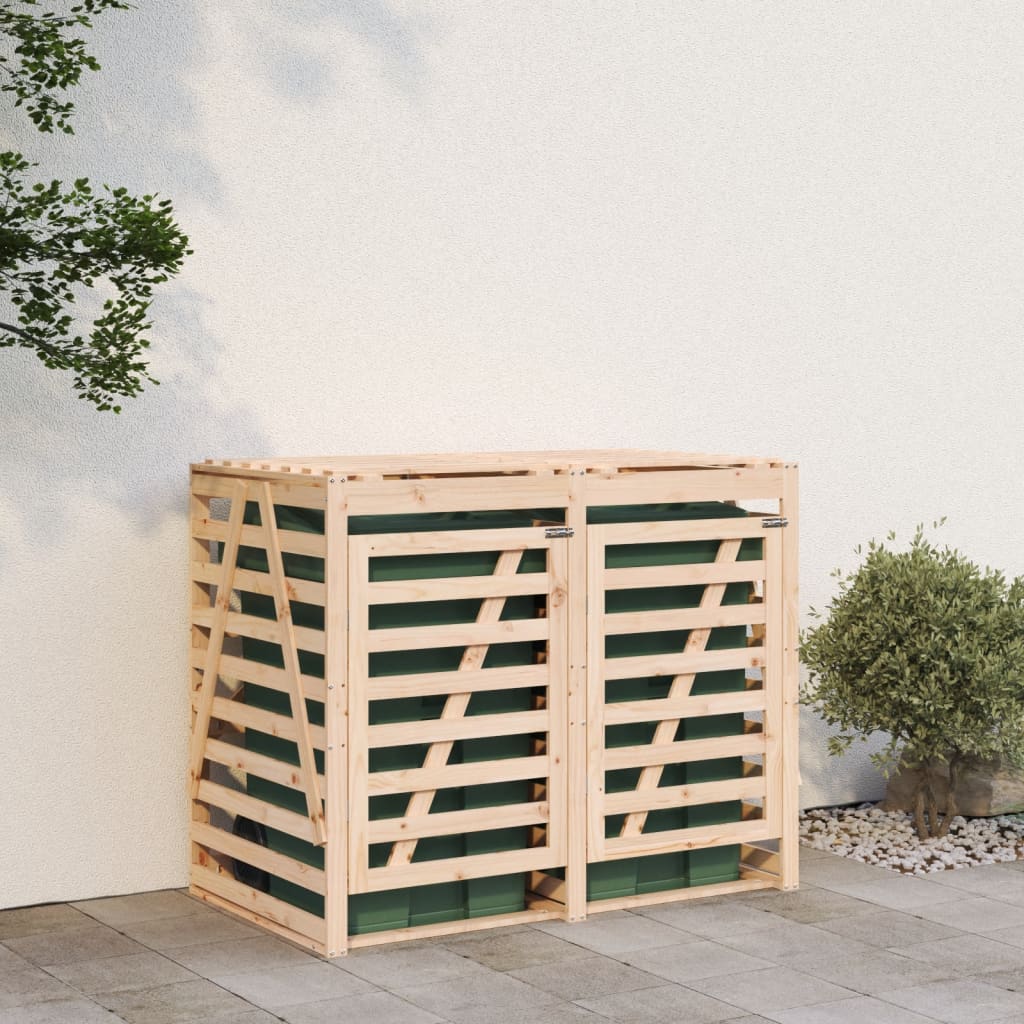 vidaXL Mülltonnenbox für 2 Tonnen Massivholz Kiefer