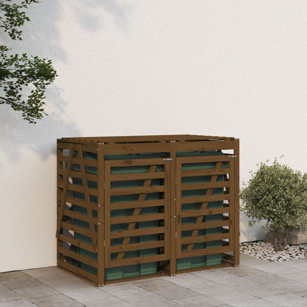 vidaXL Mülltonnenbox für 2 Tonnen Honigbraun Massivholz Kiefer