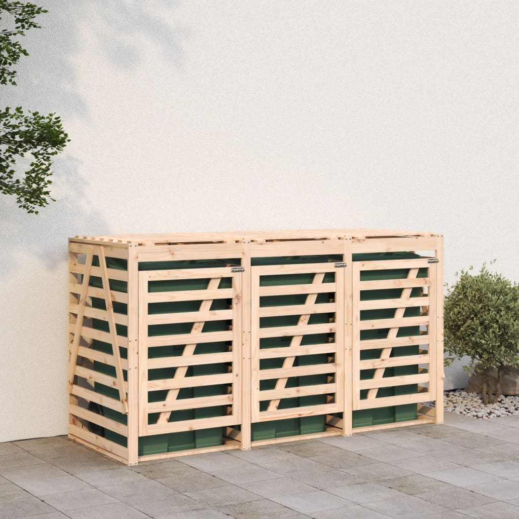 vidaXL Mülltonnenbox für 3 Tonnen Massivholz Kiefer